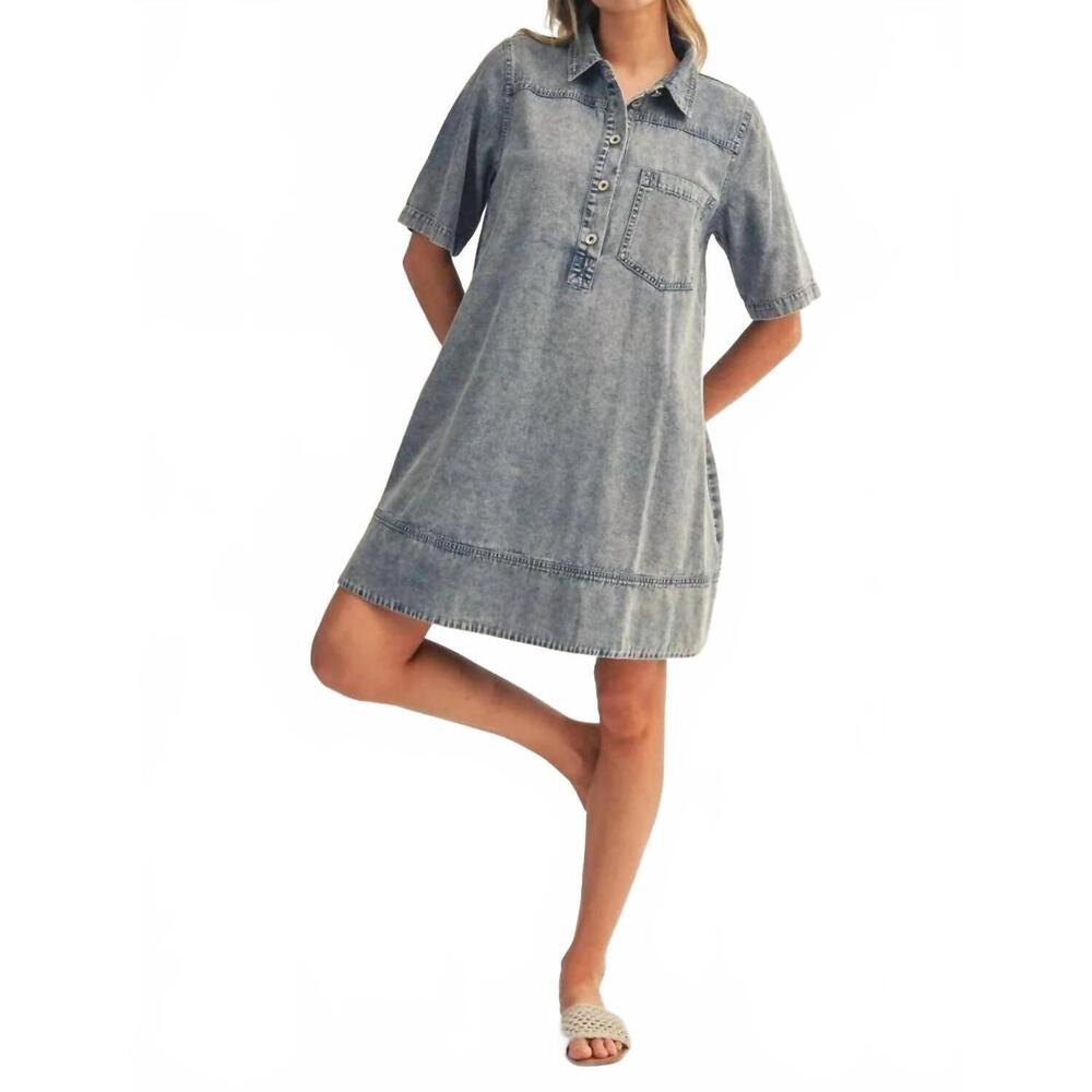 NEW JODIFL all of me short sleeves denim dress in blue - Picture 5 of 6